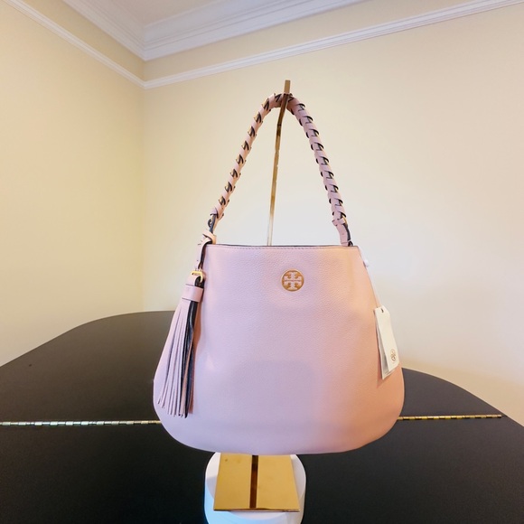 NWT Luxury Authentic Minimalist RARE Tory Burch Brooke Pebbled Leather Hobo Bag - Picture 5 of 17